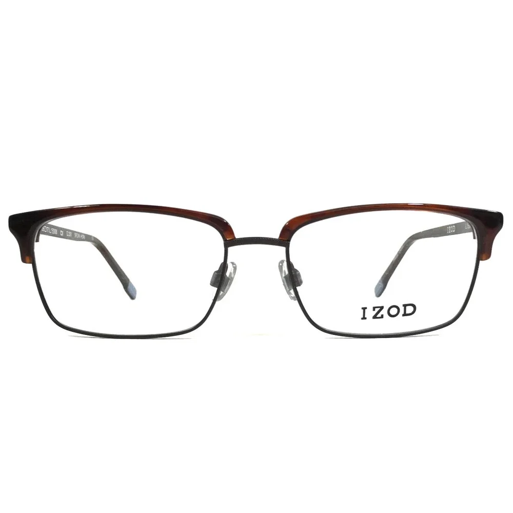 IZOD Eyeglasses Frames IZ2091 BROWN HORN Rectangle Full Rim 56-17-150